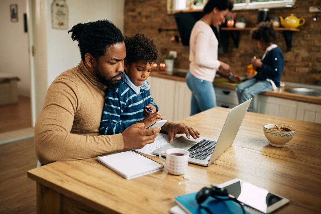 Family working together remote caregivers