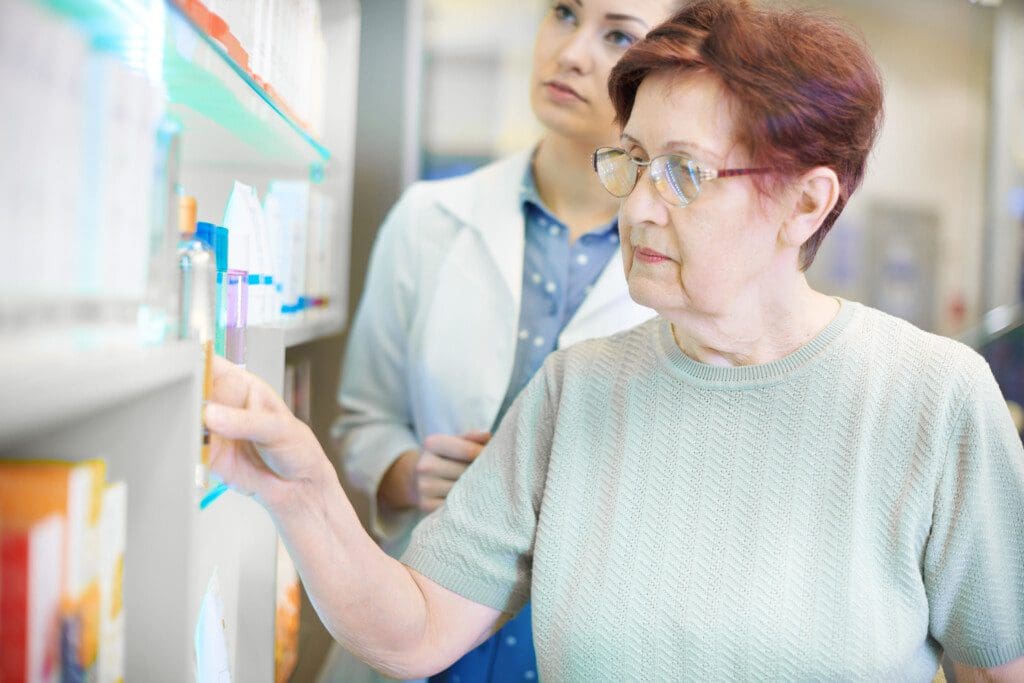 Woman using consumer account funds for prescriptions