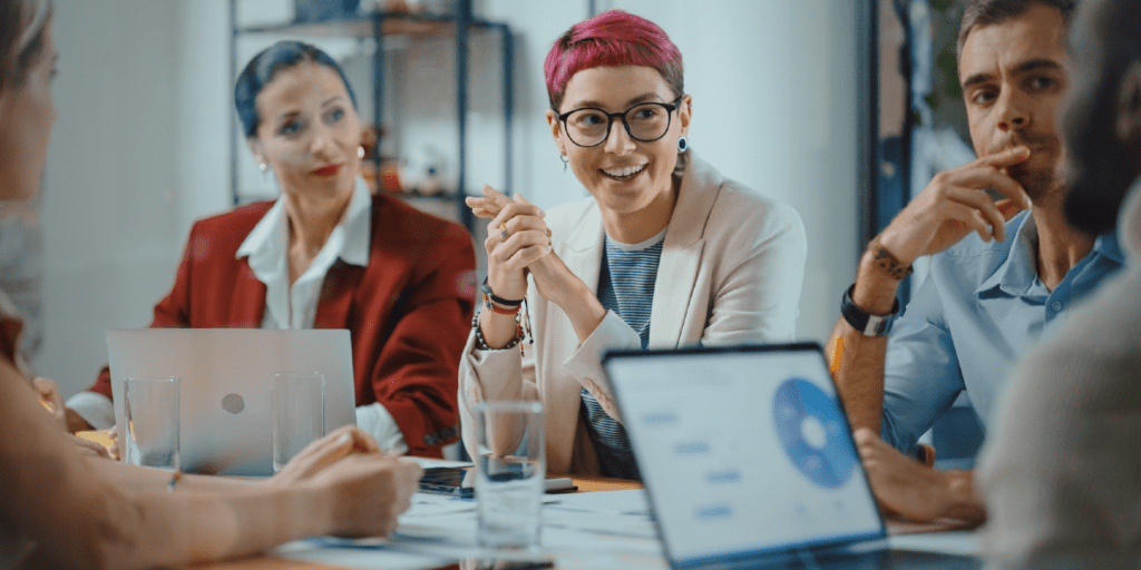 group of working people in a meeting