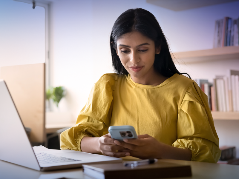 GenZ woman selecting her benefits in benefitsolver mychoice app