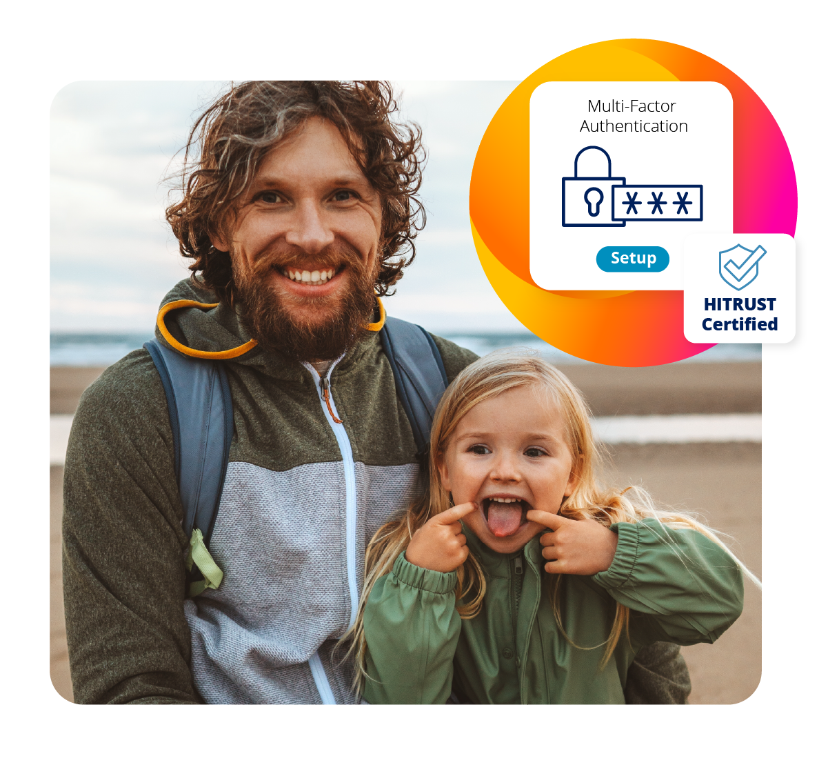 father and daughter taking funny photo