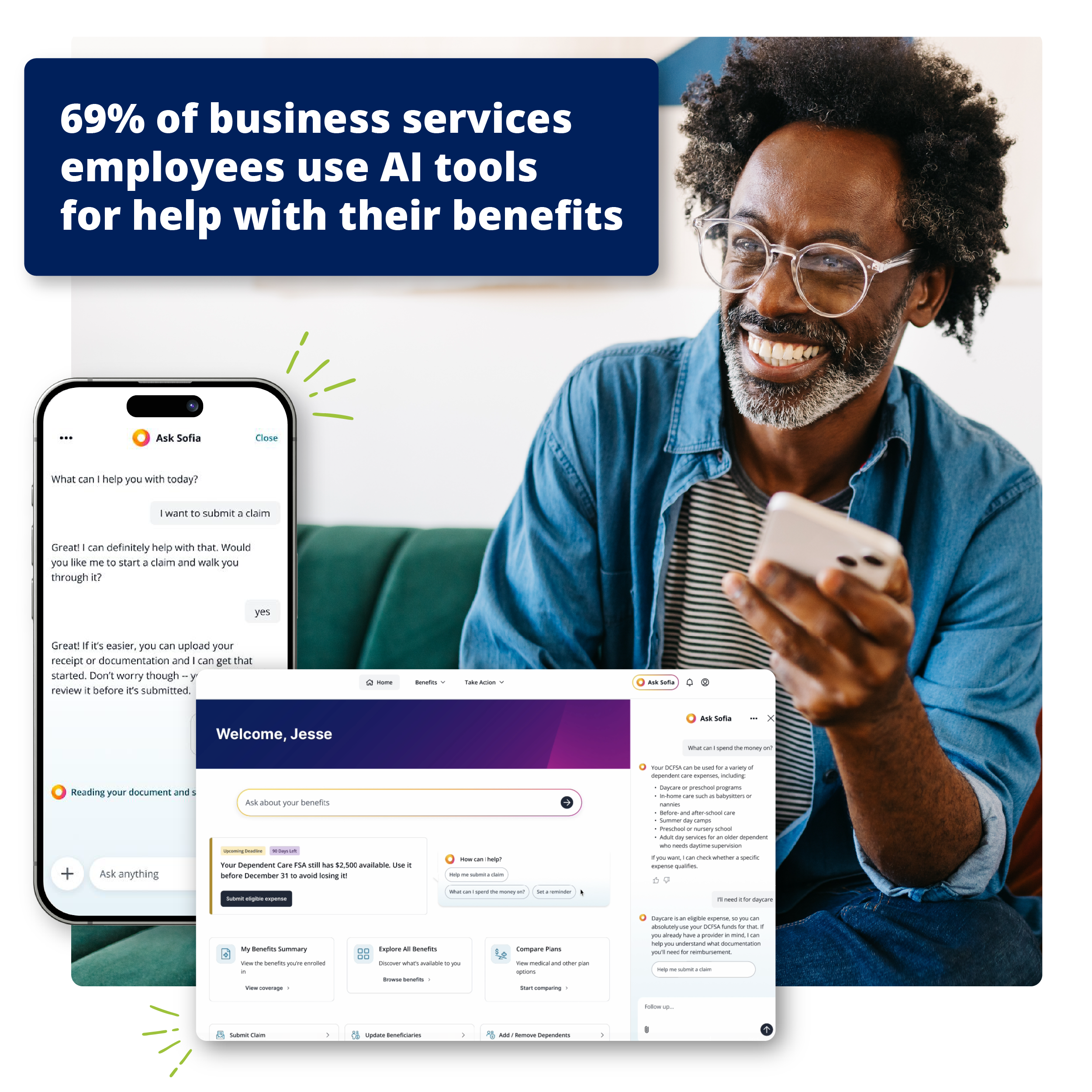 69% of business services employees use AI tools for help with their benefits