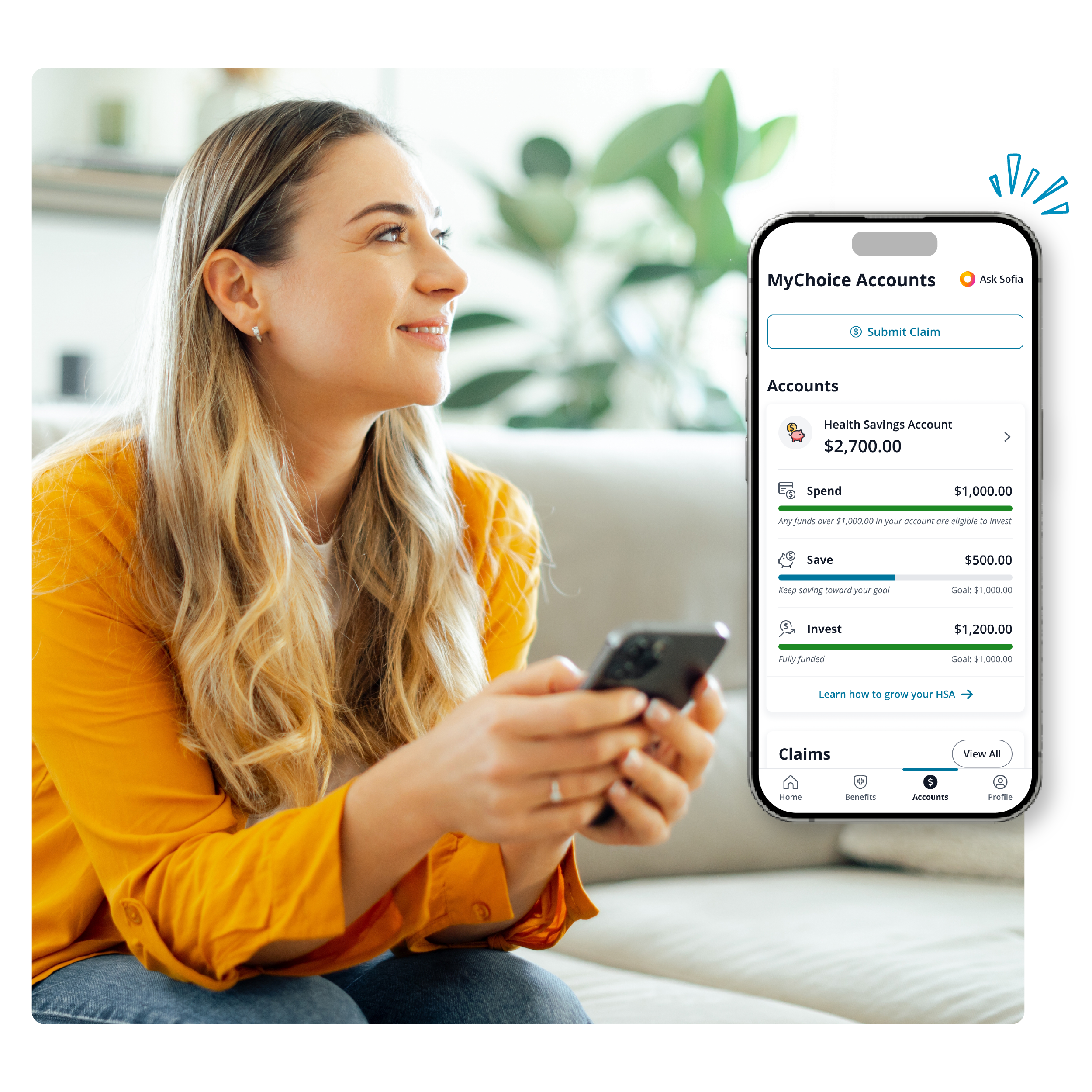 woman accessing MCA mobile