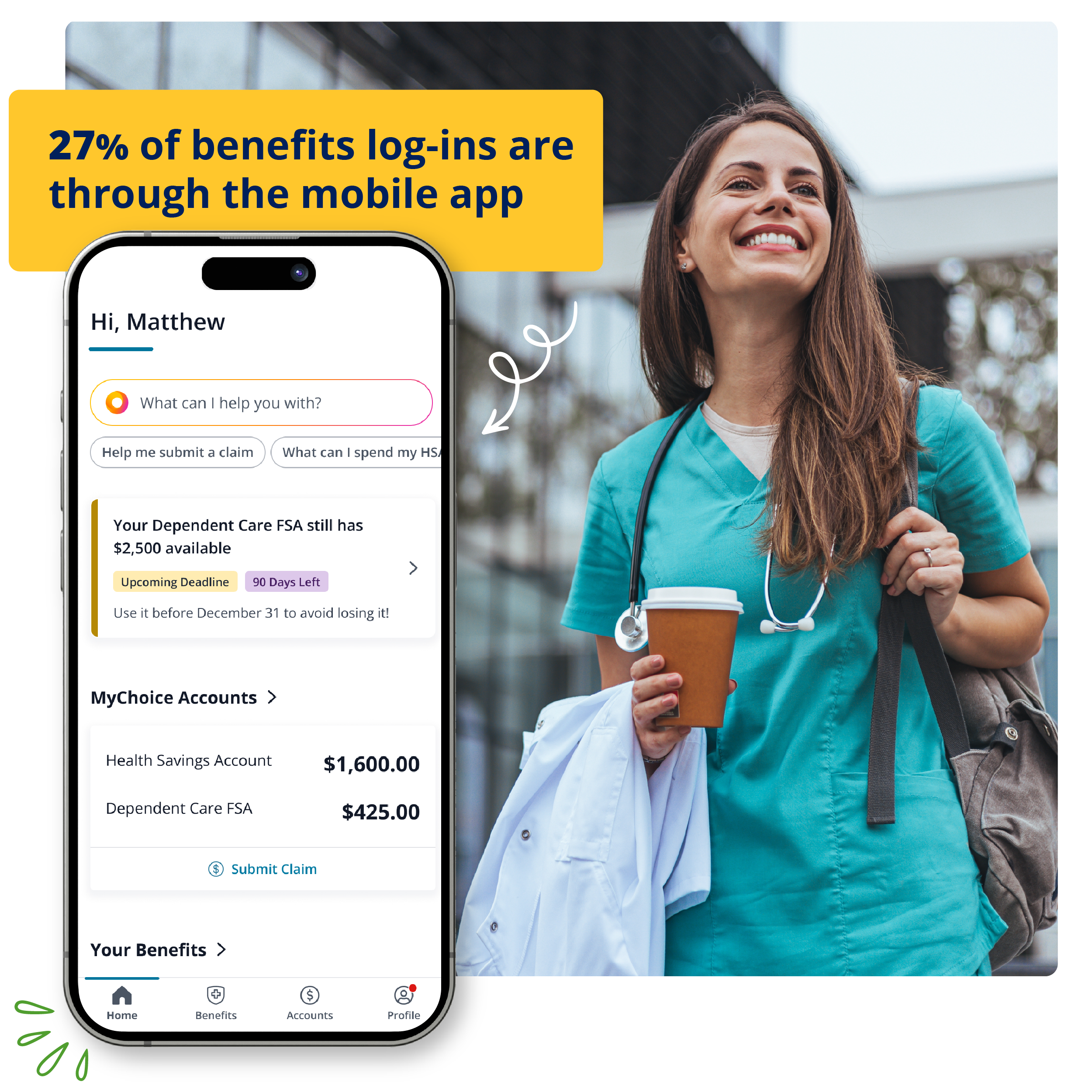 27% of benefits log-ins arethrough the mobile app
